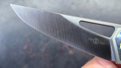 TWOSUN TS186 Titanium/Timascus Handle M390 Blade