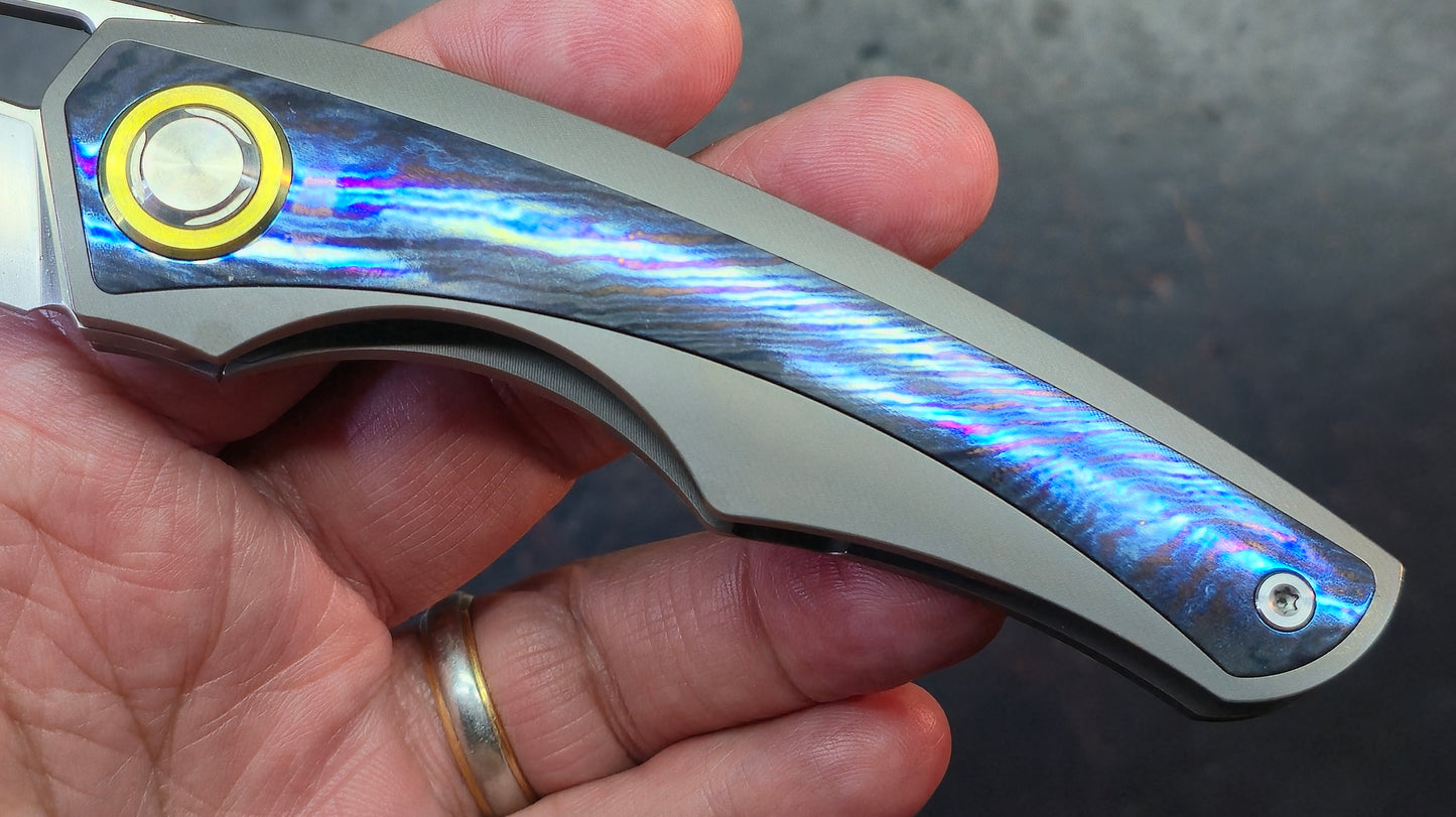 TWOSUN TS186 Titanium/Timascus Handle M390 Blade