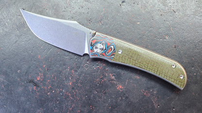 TWOSUN TS301 Titanium/Carbon Fiber/Micarta Handle M390 Blade