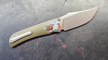 TWOSUN TS301 Titanium/Carbon Fiber/Micarta Handle M390 Blade