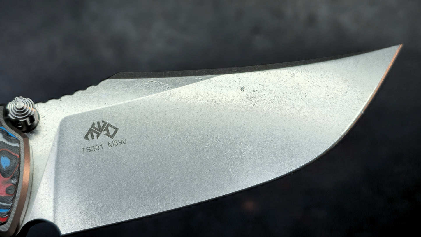 TWOSUN TS301 Titanium/Carbon Fiber/Micarta Handle M390 Blade