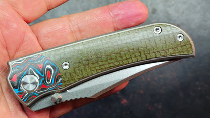 TWOSUN TS301 Titanium/Carbon Fiber/Micarta Handle M390 Blade