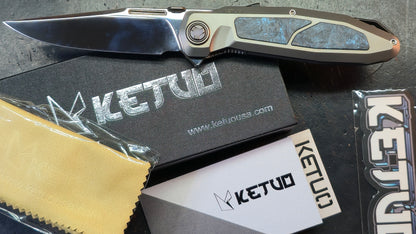 Ketuo Bratva Titanium/Carbon Fiber Handle M390 Blade (Mirror Polished)