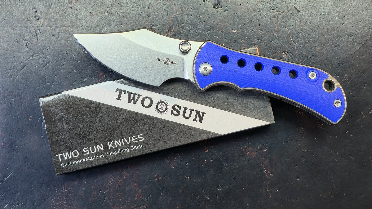 TwoSun TS422 Titanium Handle Blue G10 Inlay K110 Blade