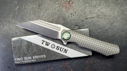 TwoSun TS195 INTEGRAL Titanium Frag Pattern Handle M390 Blade