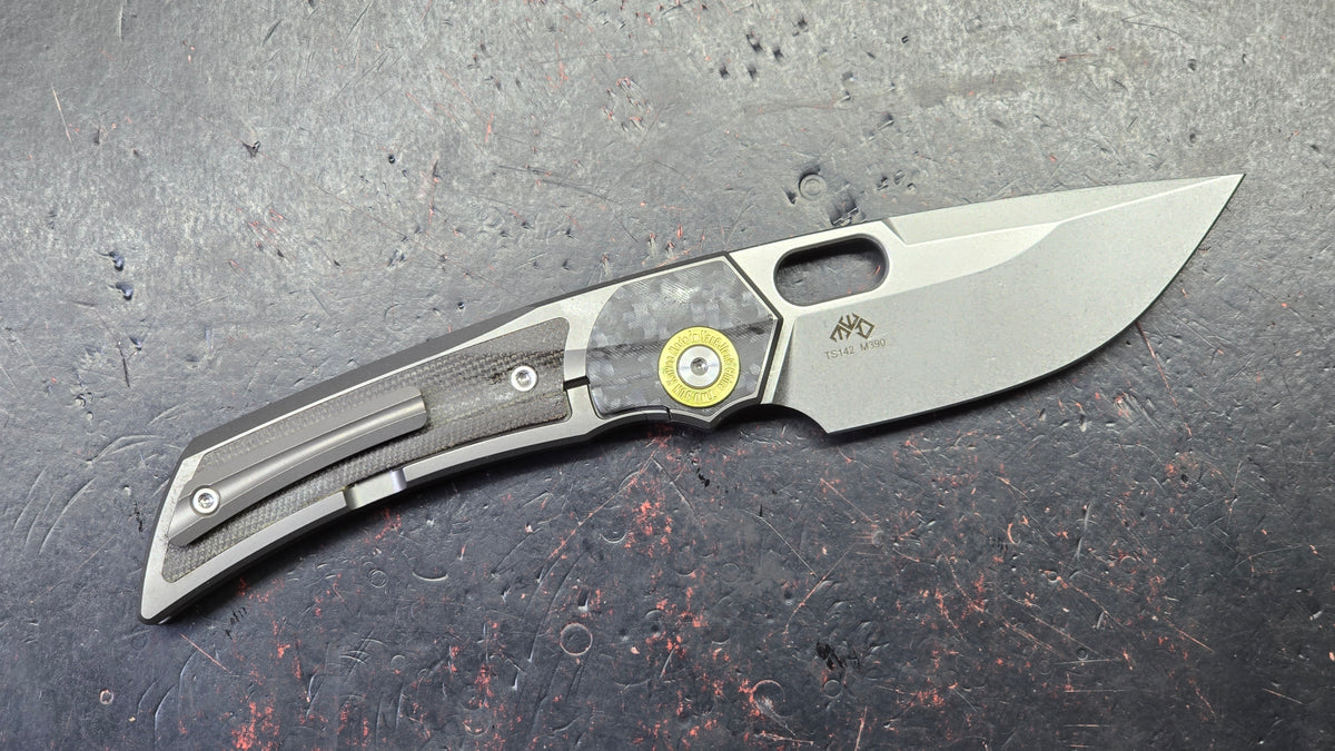 TWOSUN TS142 INTEGRAL Titanium-Carbon Fiber-Micarta Handle M390 Blade
