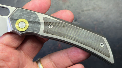 TWOSUN TS142 INTEGRAL Titanium-Carbon Fiber-Micarta Handle M390 Blade