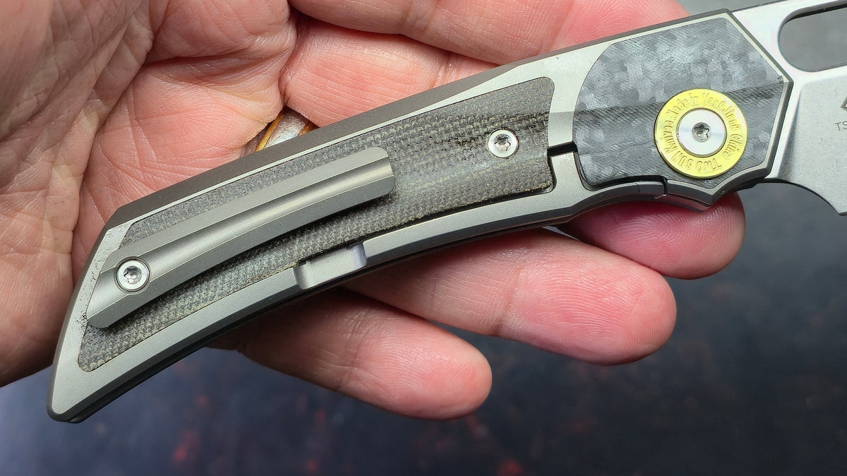 TWOSUN TS142 INTEGRAL Titanium-Carbon Fiber-Micarta Handle M390 Blade