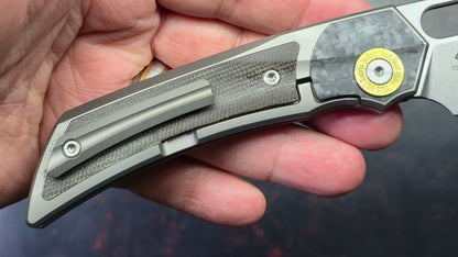 TWOSUN TS142 INTEGRAL Titanium-Carbon Fiber-Micarta Handle M390 Blade