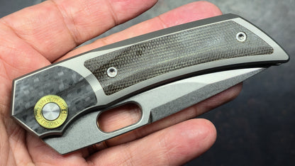 TWOSUN TS142 INTEGRAL Titanium-Carbon Fiber-Micarta Handle M390 Blade