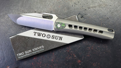 TWOSUN TS451 INTEGRAL Gray Titanium Handle M398 Blade
