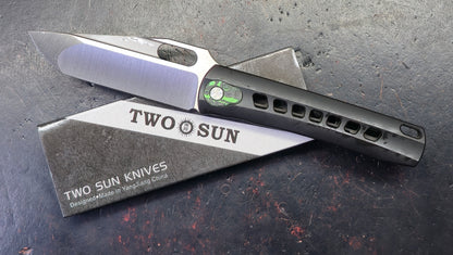 TWOSUN TS451 INTEGRAL Black Titanium Handle M398 Blade