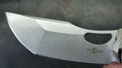 TwoSun TS570 Lined Titanium Handle 14c28n Blade