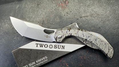TwoSun TS570 Lined Titanium Handle 14c28n Blade