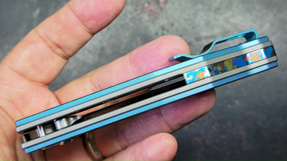 Twosun TS648 ButtonLock Camo Titanium Handle D2 Blade