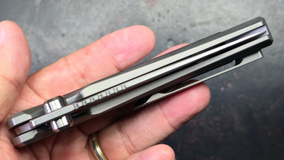 TwoSun TS596 Titanium Carbon Fiber Handle 14C28N Blade