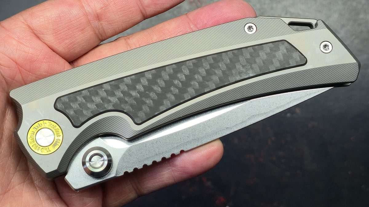 TwoSun TS596 Titanium Carbon Fiber Handle 14C28N Blade