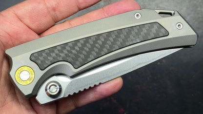 TwoSun TS596 Titanium Carbon Fiber Handle 14C28N Blade