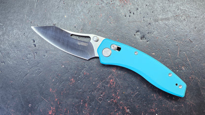 Kubey Caiman Blue G10 Handle San Mai M2 Blade