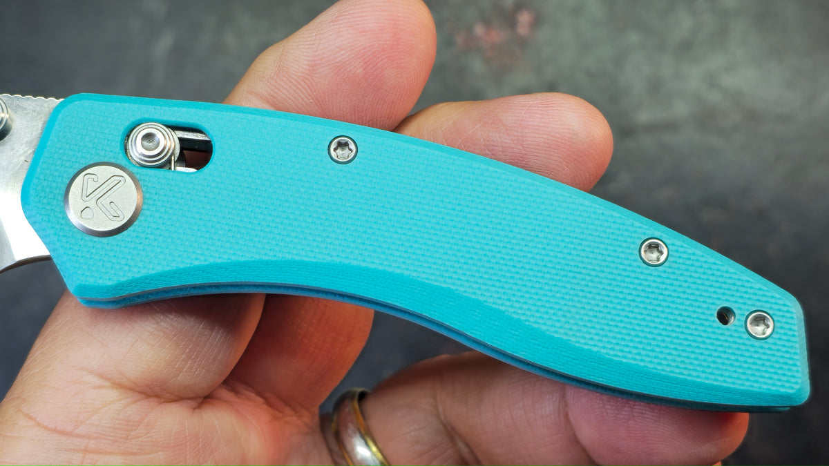 Kubey Caiman Blue G10 Handle San Mai M2 Blade