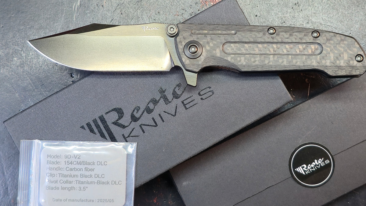 Reate 9D-V2 Titanium / Carbon Fiber Handle 154CM DLC Blade
