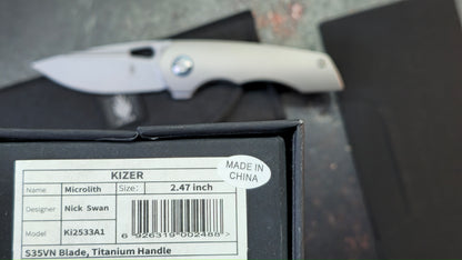 Kizer Microlith Titanium Handle CPM S35VN Blade