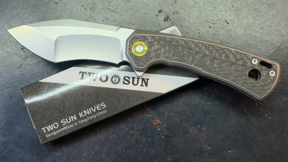 TwoSun TS527 Titanium/Carbon Fiber Handle 14C28N Blade