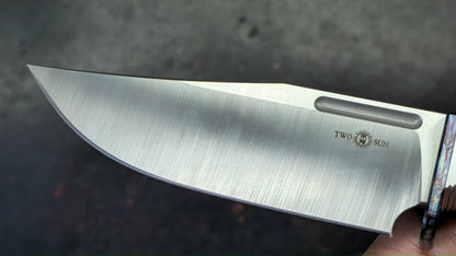 TwoSun TS647 Fixed Aluminum Handle Ti Bolster M390 Blade Kydex Belt Sheath