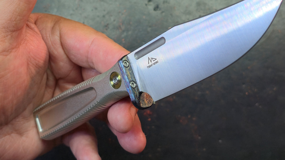 TwoSun TS647 Fixed Aluminum Handle Ti Bolster M390 Blade Kydex Belt Sheath