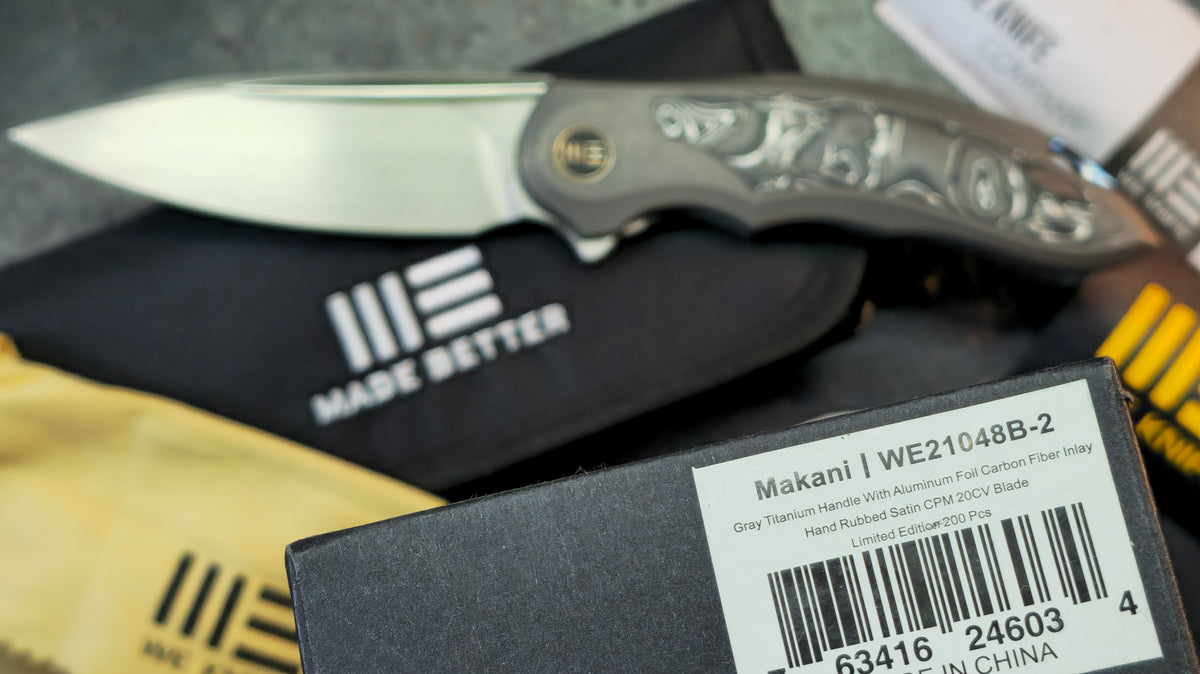 WE Knife Makani Titanium Aluminum Foil/Carbon Fiber Handle CPM 20CV Blade