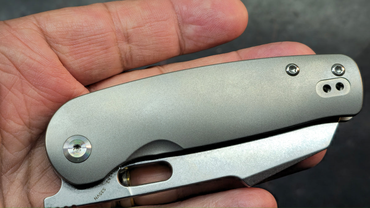 KANSEPT Orlok Stonewashed Titanium Handle CPM S35VN Blade