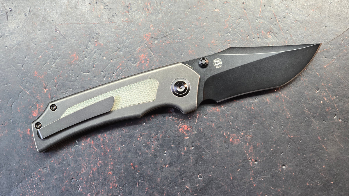 KANSEPT Fermi Titanium Green Micarta Handle CPM 20CV Blade