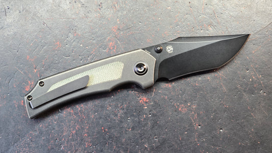 KANSEPT Fermi Titanium Green Micarta Handle CPM 20CV Blade
