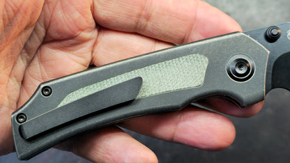 KANSEPT Fermi Titanium Green Micarta Handle CPM 20CV Blade