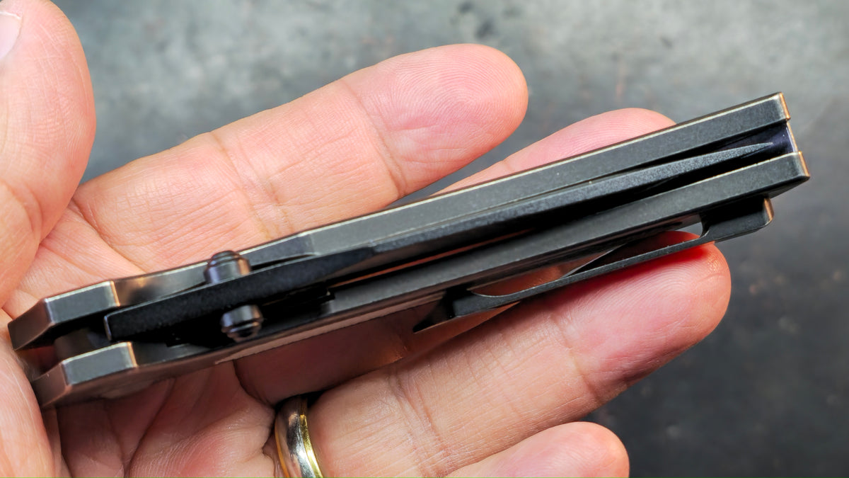 KANSEPT Fermi Titanium Green Micarta Handle CPM 20CV Blade