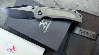 KANSEPT Fermi Titanium Green Micarta Handle CPM 20CV Blade