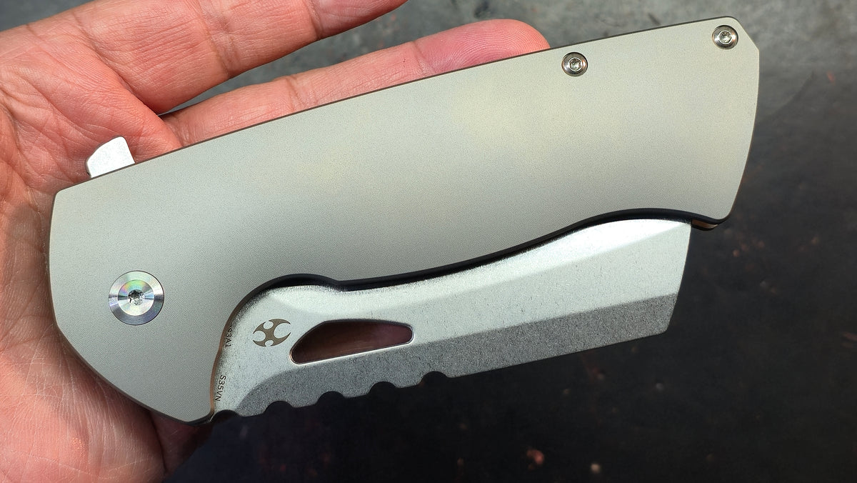 KANSEPT Leviathan Bead Blasted Titanium Handle CPM S35VN Blade