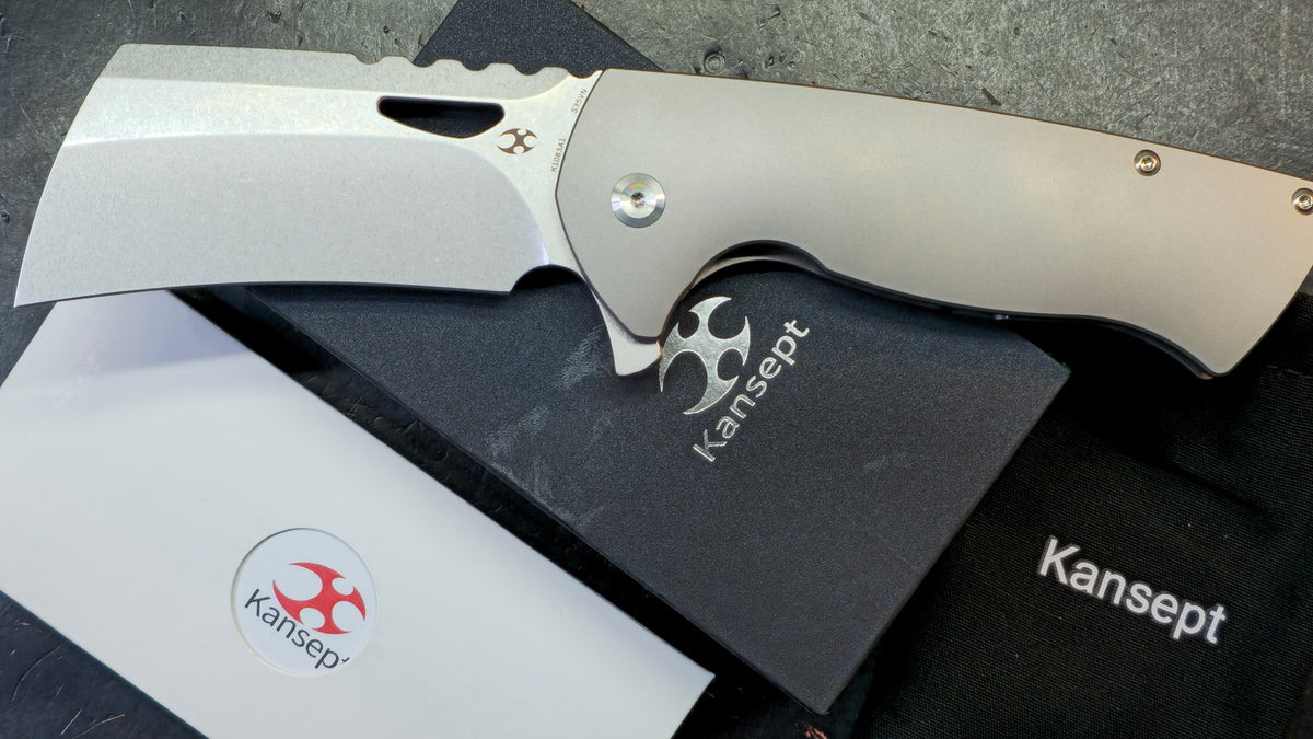 KANSEPT Leviathan Bead Blasted Titanium Handle CPM S35VN Blade