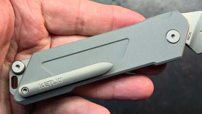 Ketuo Daedalus Button Liner Lock Gray G10 Handle 14C28N Blade