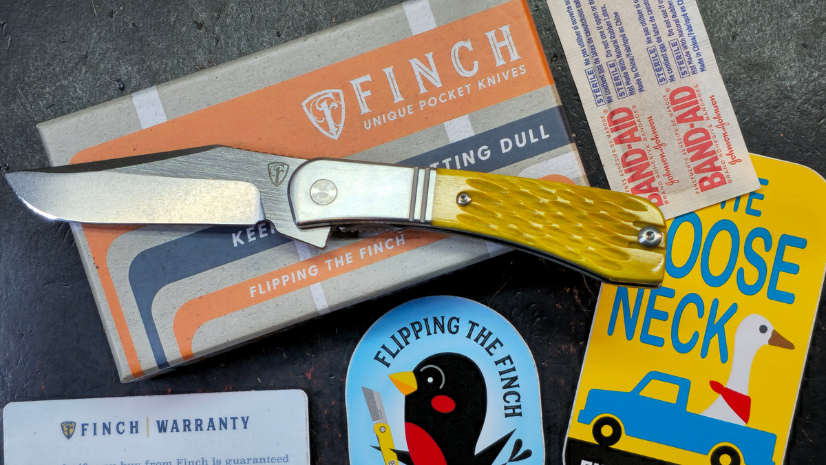 Finch Gooseneck Goldenrod Jigged Bone Handle 14c28n Blade