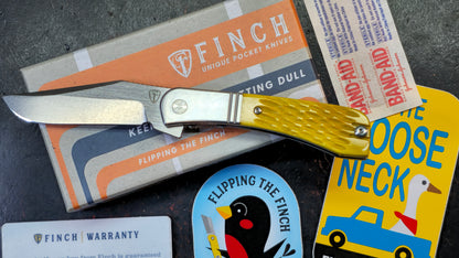 Finch Gooseneck Goldenrod Jigged Bone Handle 14c28n Blade