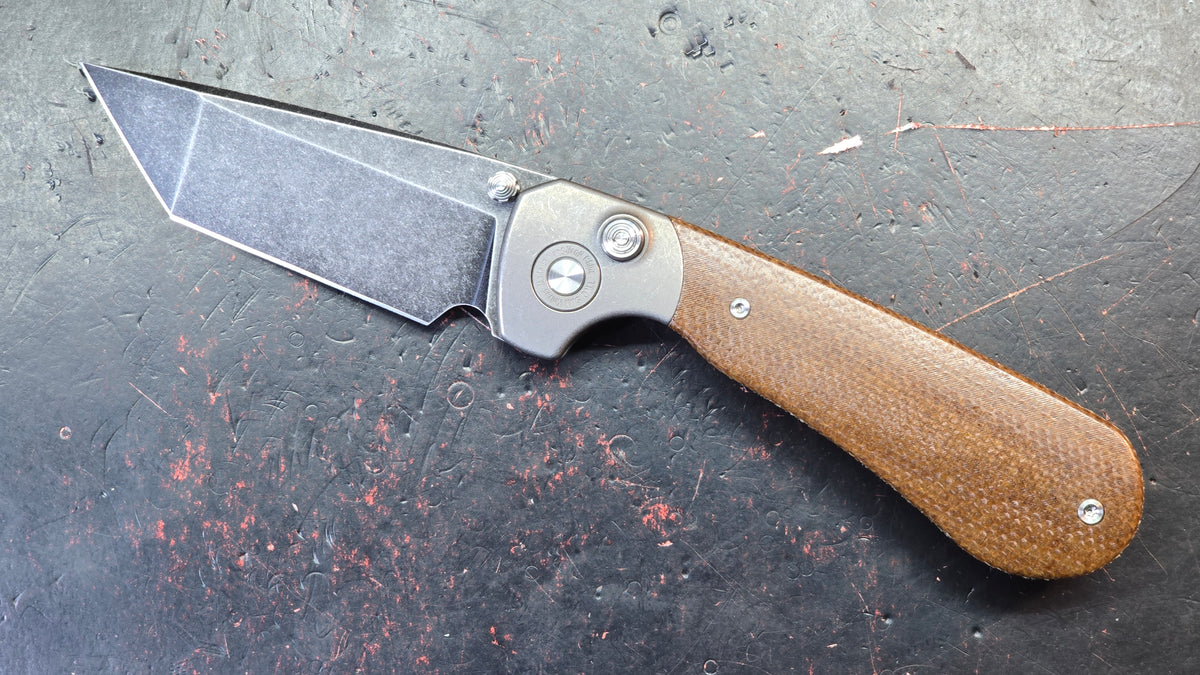 TwoSun TS175 Button Lock Titanium/Micarta Handle D2 Blade