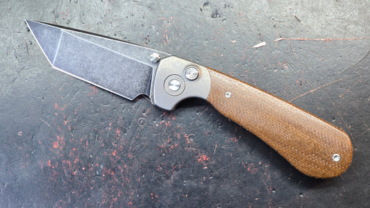TwoSun TS175 Button Lock Titanium/Micarta Handle D2 Blade