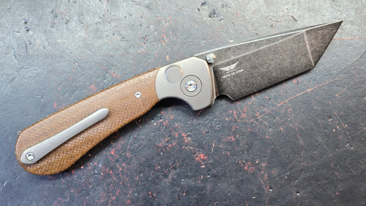 TwoSun TS175 Button Lock Titanium/Micarta Handle D2 Blade