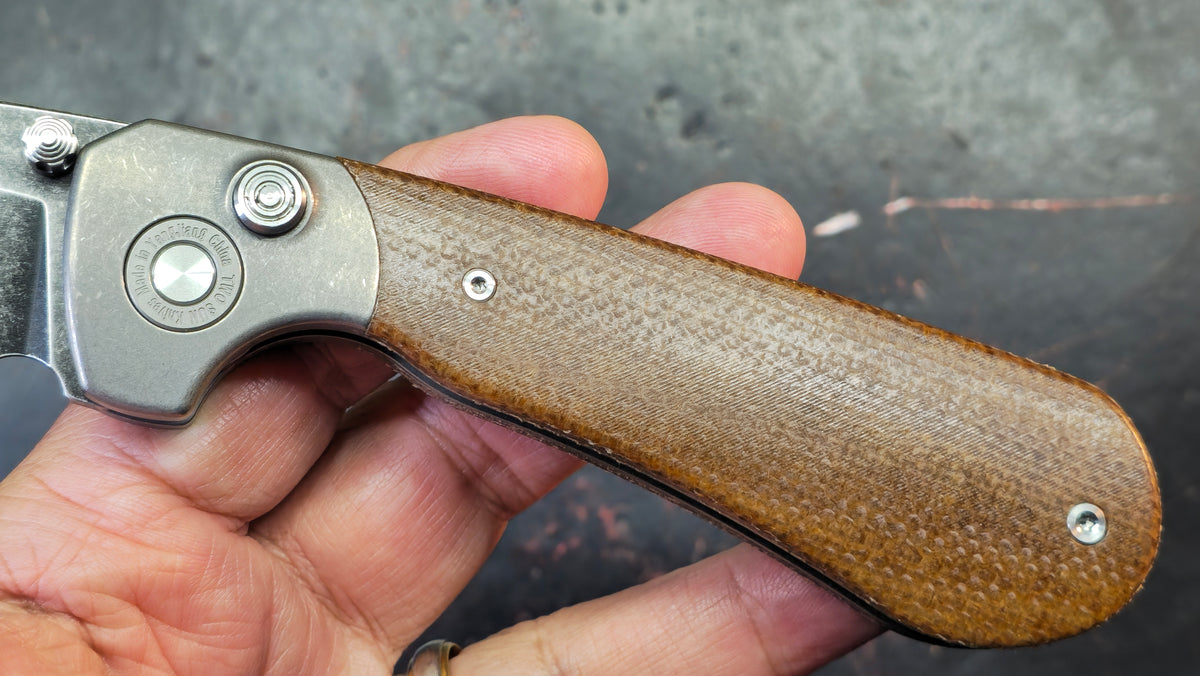 TwoSun TS175 Button Lock Titanium/Micarta Handle D2 Blade