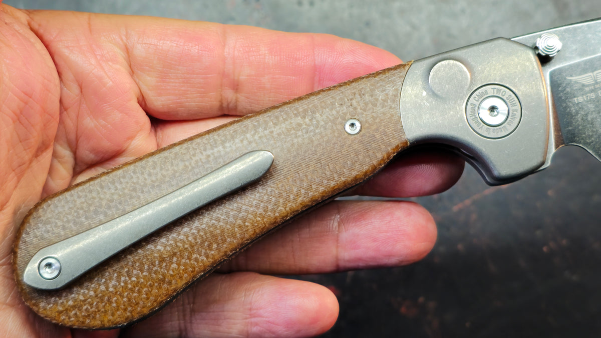TwoSun TS175 Button Lock Titanium/Micarta Handle D2 Blade