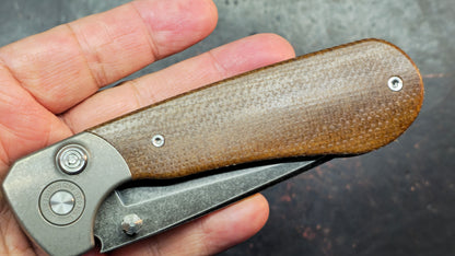 TwoSun TS175 Button Lock Titanium/Micarta Handle D2 Blade