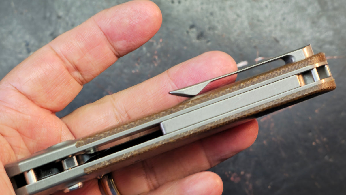 TwoSun TS175 Button Lock Titanium/Micarta Handle D2 Blade