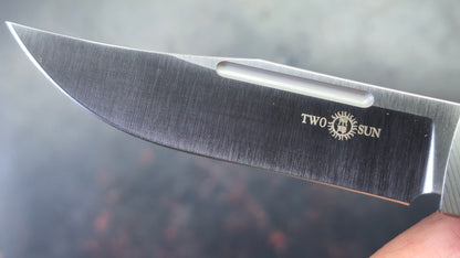TWOSUN TS123 Slip Joint Titanium Carbon Fiber Inlay Handle M390 Blade