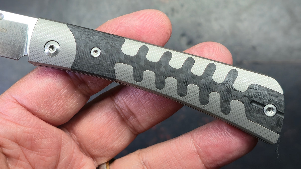 TWOSUN TS123 Slip Joint Titanium Carbon Fiber Inlay Handle M390 Blade